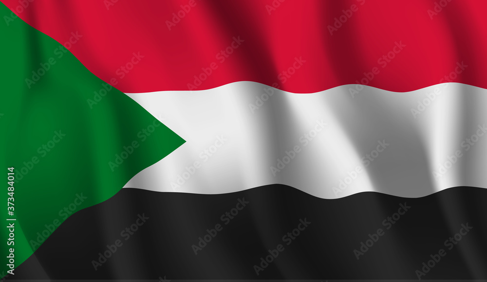 Waving flag of the Sudan. Waving Sudan flag