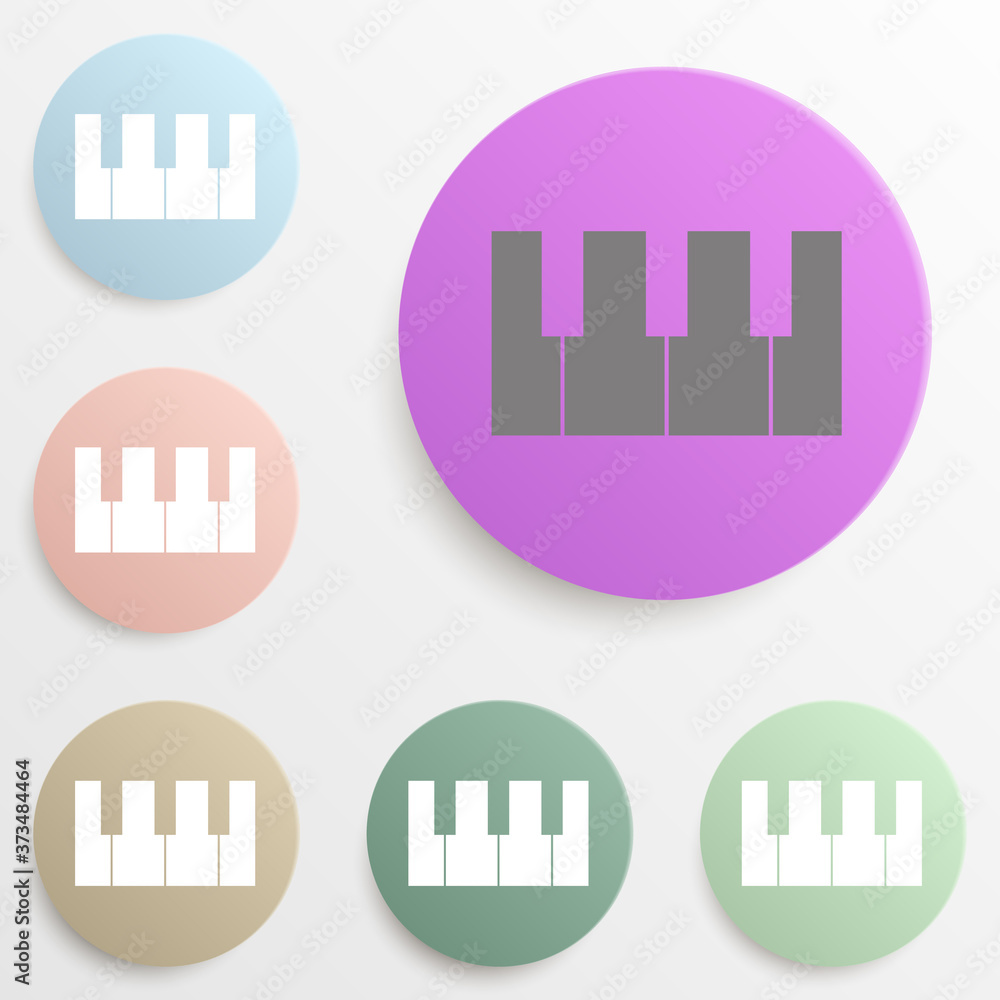 Piano keys badge color set. Simple glyph, flat vector of web icons for ui and ux, website or mobile application Piano keys badge color set. Simple glyph, flat vector of web icons for ui and ux, website or mobile application