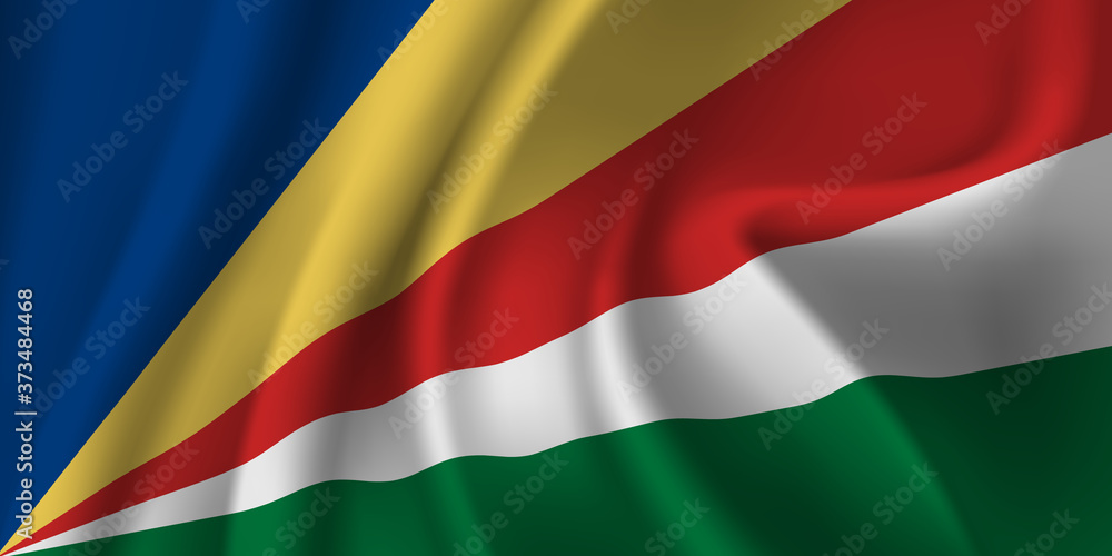 Fototapeta premium Waving flag of the Seychelles. Waving Seychelles flag