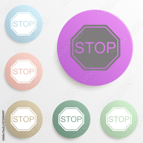 Stop badge color set. Simple glyph, flat vector of web icons for ui and ux, website or mobile application photo