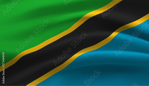Waving flag of the Tanzania. Waving Tanzania flag
