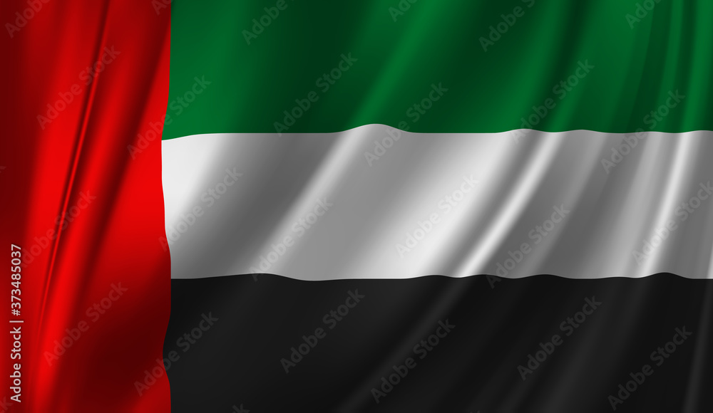 Waving flag of the United Arab Emirates. Waving United Arab Emirates flag