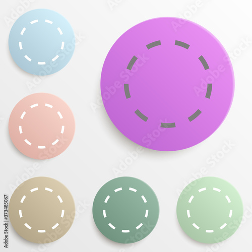 circle dash badge color set. Simple glyph, flat vector of web icons for ui and ux, website or mobile application