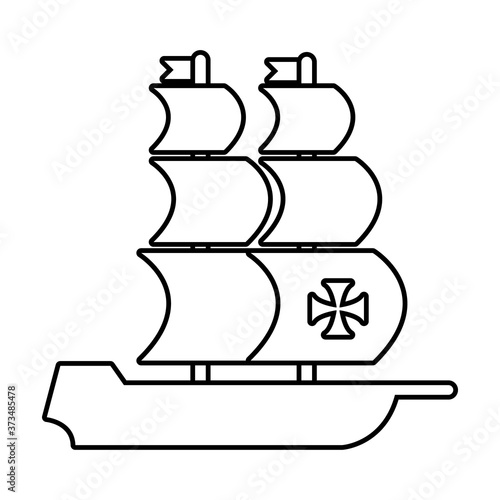caravel ship columbus day line style icon