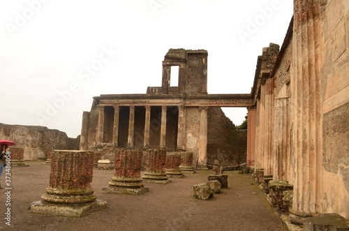 Rainy day in the anciet city of Pompeii in Italy photo