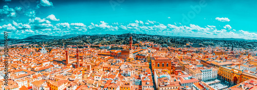 Beautiful landscape above urban and historical view of the Florence from Giotto's Belltower (Campanile di Giotto),city of the Renaissance stand on Arno river.Italy. photo