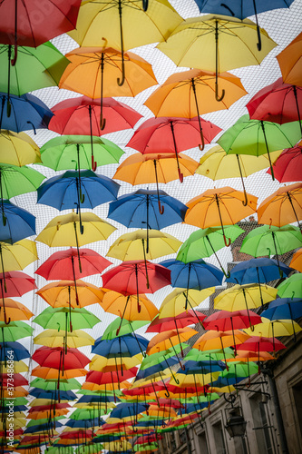 Colorful decoration in the streets with umbrellas