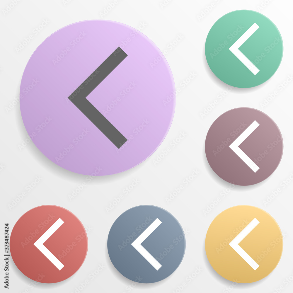 Arrow, backward badge color set icon. Simple glyph, flat vector of arrows icons for ui and ux, website or mobile application