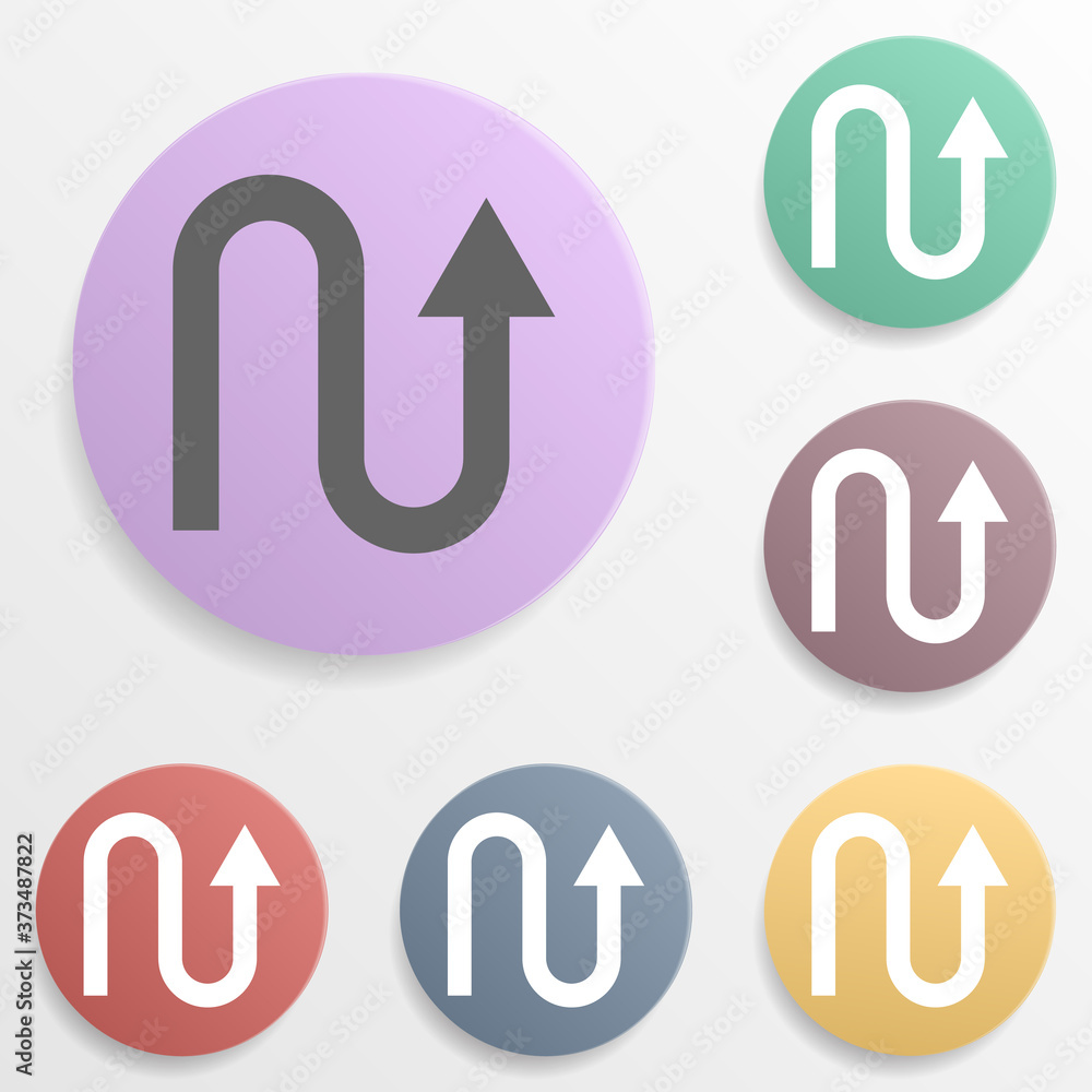 Arrow badge color set icon. Simple glyph, flat vector of arrows icons for ui and ux, website or mobile application Arrow badge color set icon. Simple glyph, flat vector of arrows icons for ui and ux, website or mobile application