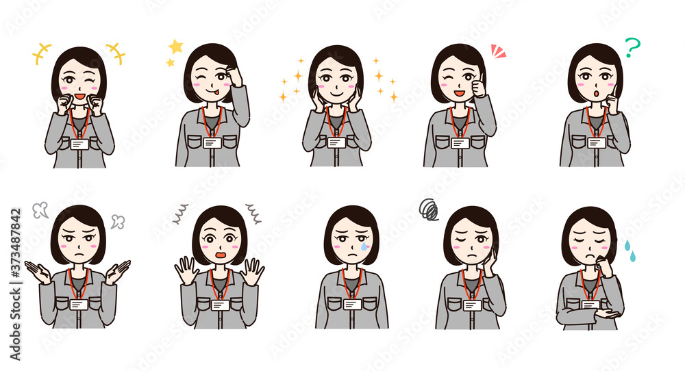 Woman business work clothes emotion set Woman business work clothes emotion set