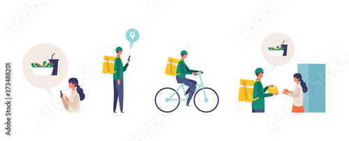 Vector illustration for the online delivery service concept. Order process concept.