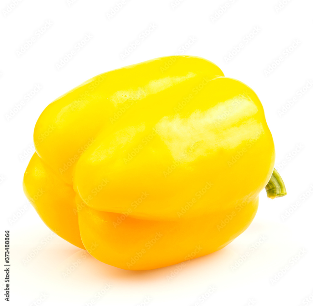 Isolated pepper. One yellow bell pepper isolated on white background Isolated pepper. One yellow bell pepper isolated on white background