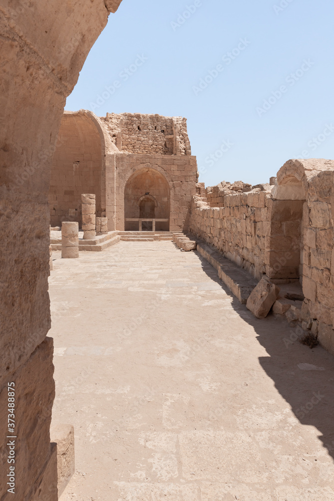 Entrance to  the south church in ruins of Shivta - a national park in southern Israel, includes the ruins of an ancient Nabatean city in the northern Negev.