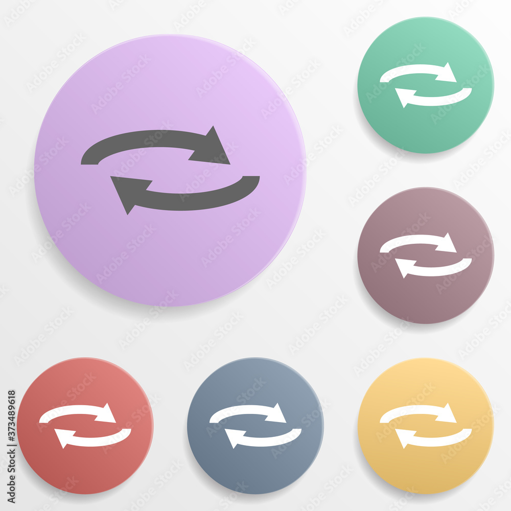 Arrow badge color set icon. Simple glyph, flat vector of arrows icons for ui and ux, website or mobile application