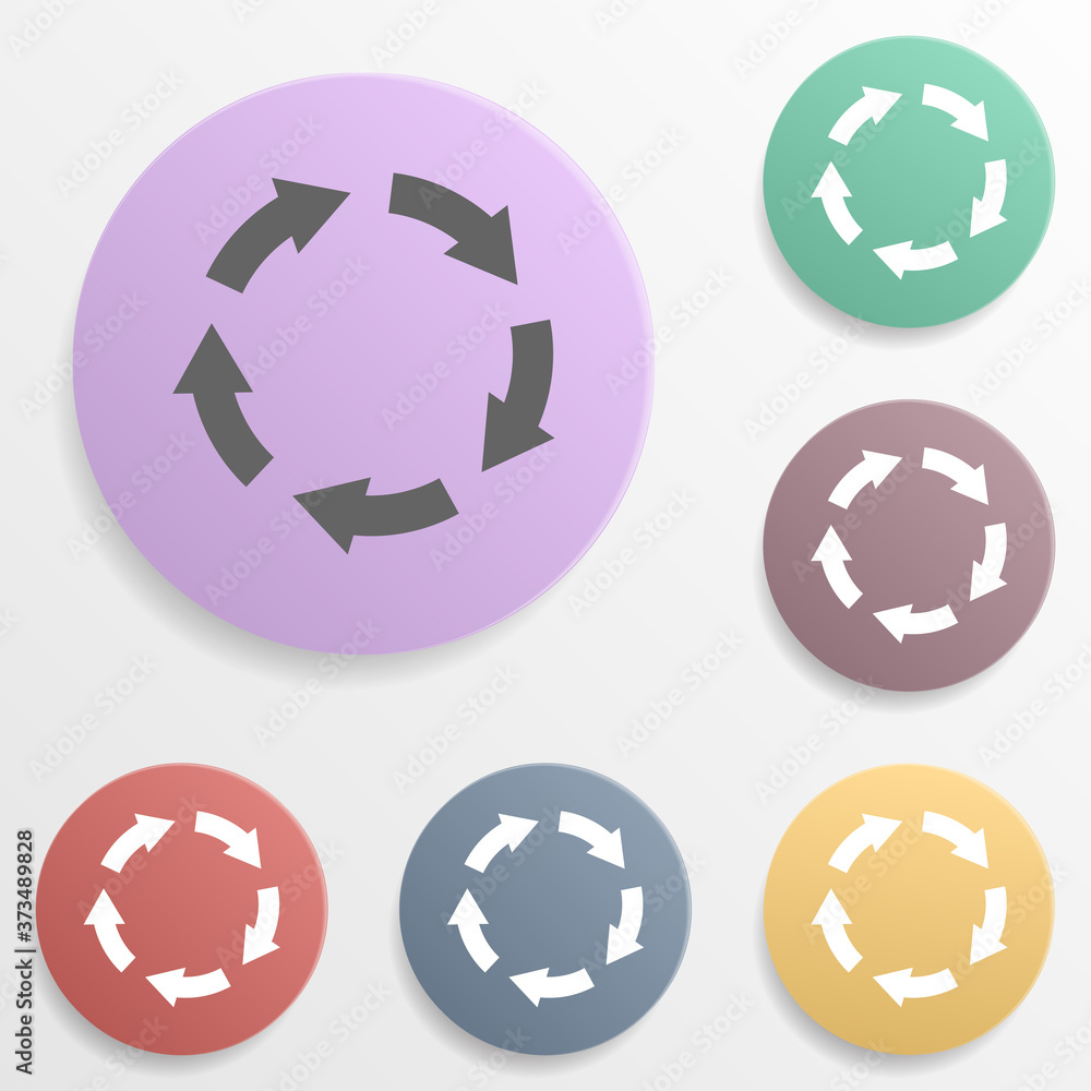 Arrow badge color set icon. Simple glyph, flat vector of arrows icons for ui and ux, website or mobile application Arrow badge color set icon. Simple glyph, flat vector of arrows icons for ui and ux, website or mobile application