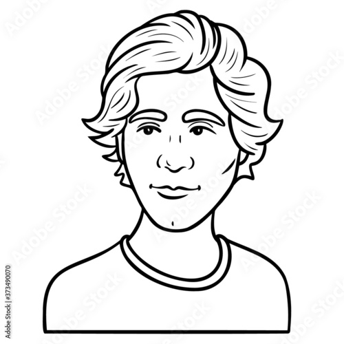 comic avatar of a man looking to the side. monochrome, outline.