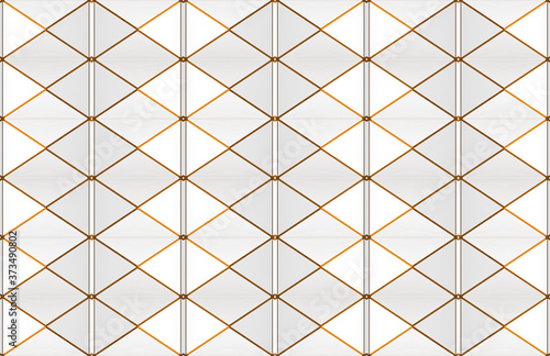 3d rendering. modern luxurious seamless gold white grid pattern tile wall design background.