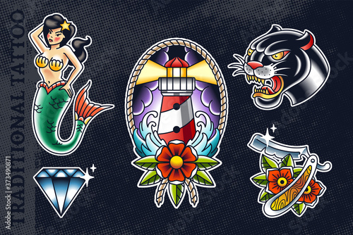 Vector Set of Traditional Tattoo Arts