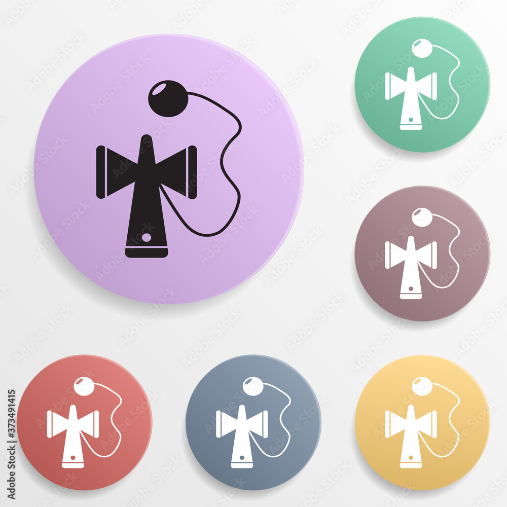 Cup & ball wooden japanese kendama badge color set icon. Simple glyph, flat vector of toys icons for ui and ux, website or mobile application Cup & ball wooden japanese kendama badge color set icon. Simple glyph, flat vector of toys icons for ui and ux, website or mobile application