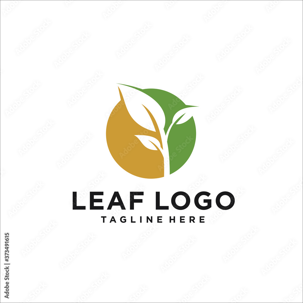 organic leaf logo design silhouette icon vector