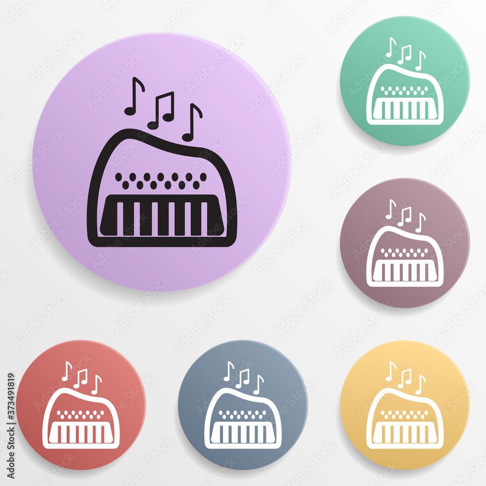 Toy piano badge color set icon. Simple glyph, flat vector of toys icons for ui and ux, website or mobile application Toy piano badge color set icon. Simple glyph, flat vector of toys icons for ui and ux, website or mobile application