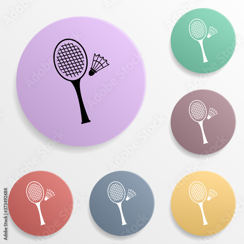 Badminton badge color set icon. Simple glyph, flat vector of sport icons for ui and ux, website or mobile application