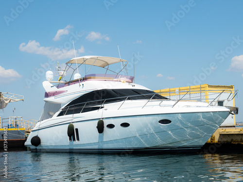 Luxury pretty yacht in the port © Nazariy Demchik