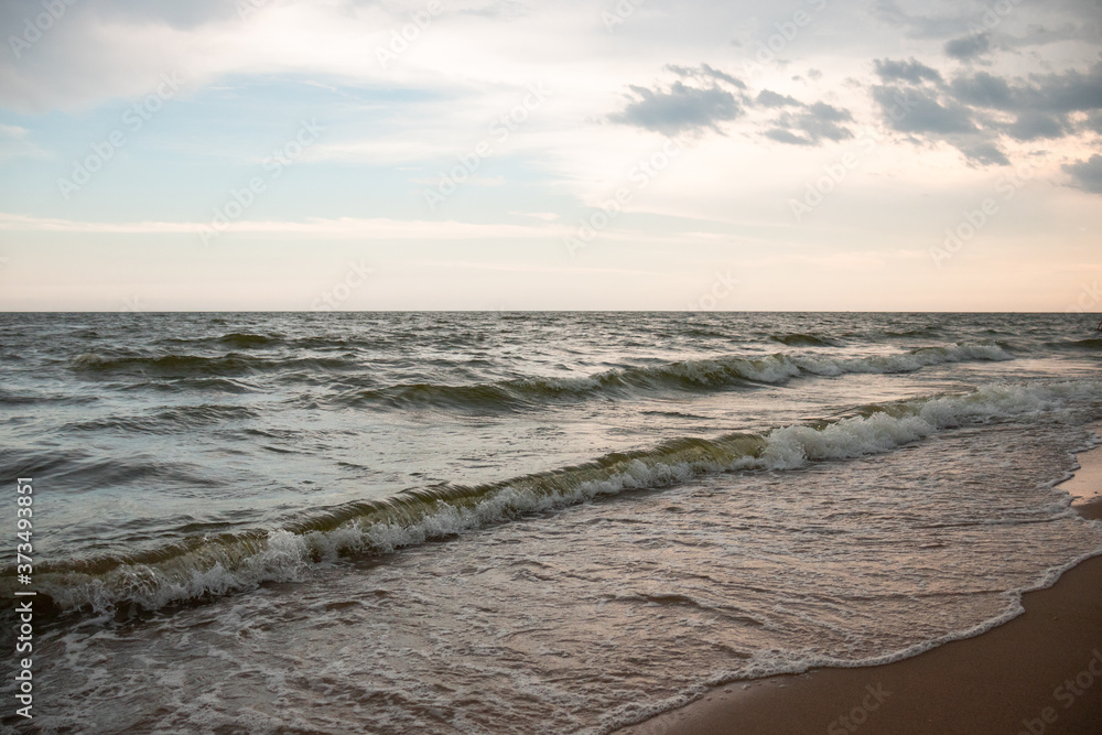 Very beautiful sea with small waves in the evening Very beautiful sea with small waves in the evening