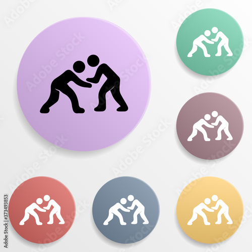 Wrestling badge color set icon. Simple glyph, flat vector of sport icons for ui and ux, website or mobile application