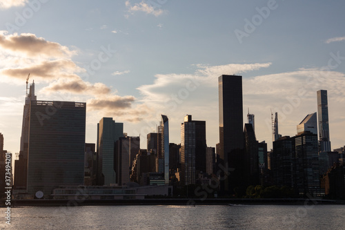 Midtown Manhattan Skyline during a Sunset over the East River in New York City