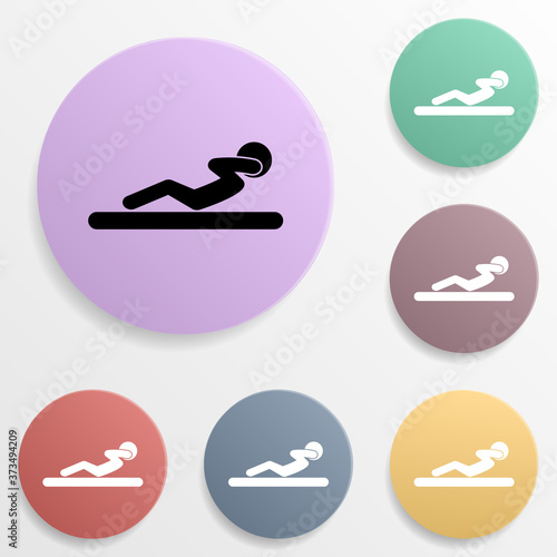 Doing sit up badge color set icon. Simple glyph, flat vector of sport icons for ui and ux, website or mobile application on white background