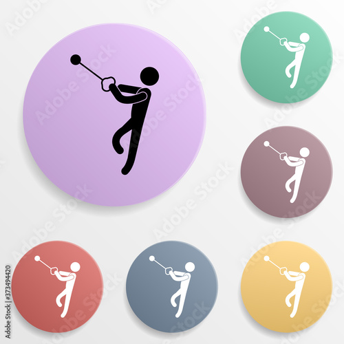 Hammer throw badge color set icon. Simple glyph, flat vector of sport icons for ui and ux, website or mobile application on white background