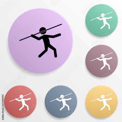 Javelin throw badge color set icon. Simple glyph, flat vector of sport icons for ui and ux, website or mobile application on white background