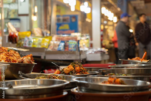 Kimchi stall at Gwangjang market in Korea, Korean street food