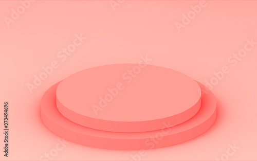 3d orange cylinder podium minimal studio background. Abstract 3d geometric shape object illustration render. Display for cosmetic perfume fashion product. Color of the year 2019 Living Coral.