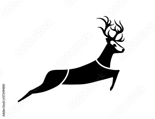 Deer jumps, company logo, abstract silhouette