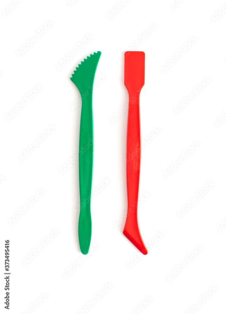 set of stack for cutting plasticine on white background, isolate set of stack for cutting plasticine on white background, isolate