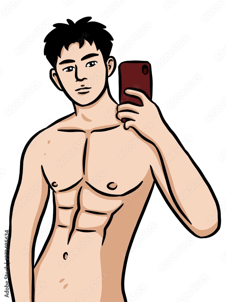 Fototapeta premium cartoon cute man on white background