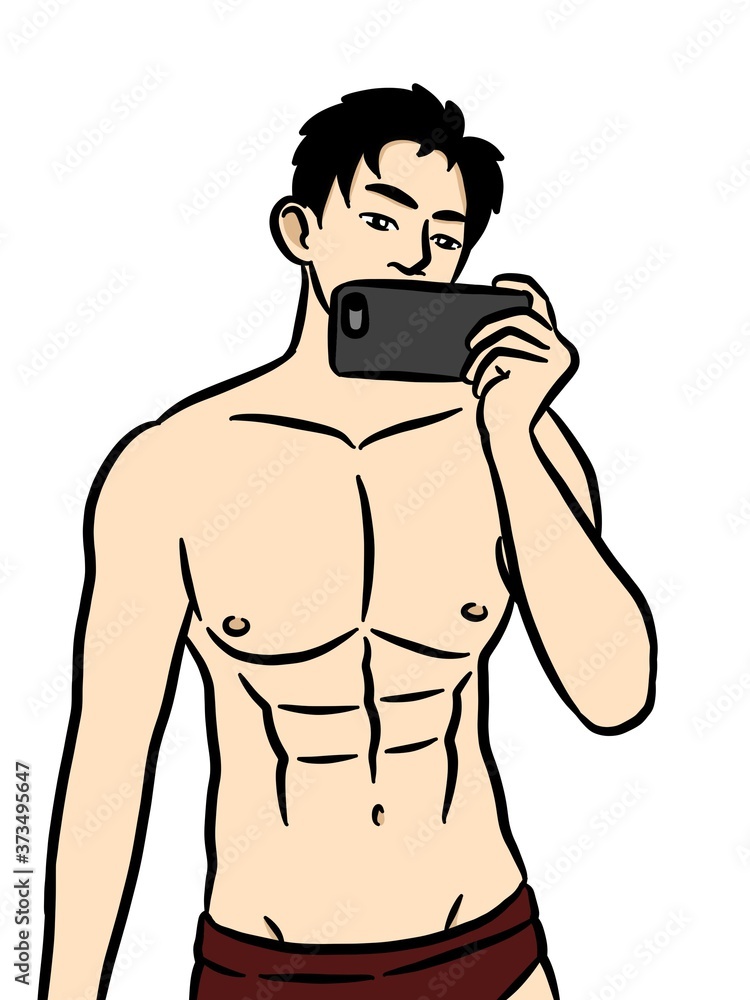 Fototapeta premium cartoon cute man on white background