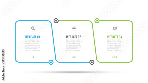 Thin line infographic design label with marketing icons and 3 options or steps. Can be used for workflow layout, info chart, info graph.