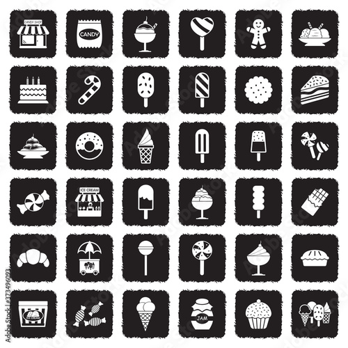 Wallpaper Mural Candy Shop Icons. Grunge Black Flat Design. Vector Illustration. Torontodigital.ca