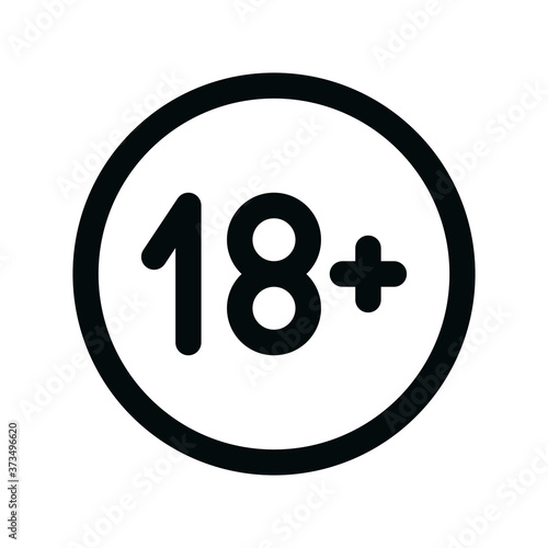 18 plus isolated icon, age restriction linear icon, adult content outline vector icon with editable stroke
