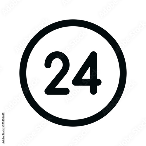 24 hours service support isolated icon, round-the-clock work linear icon, always open 24 hours outline vector icon with editable stroke