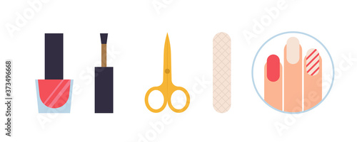 nail tool color icon set 
