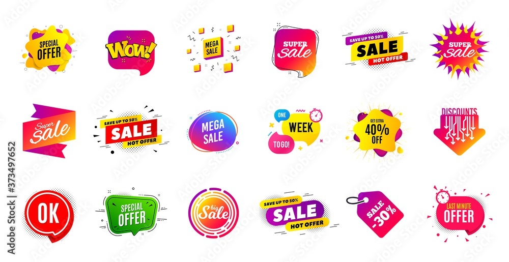 Sale banner tags. Discount price badge. Promotion coupon templates. Black friday shopping icons. Best offer badge. Cyber monday sale banner. Price offer icons. Discount templates. Vector