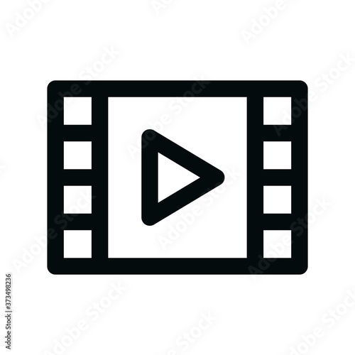 Video clip isolated icon, play film linear icon, movie player outline vector icon with editable stroke