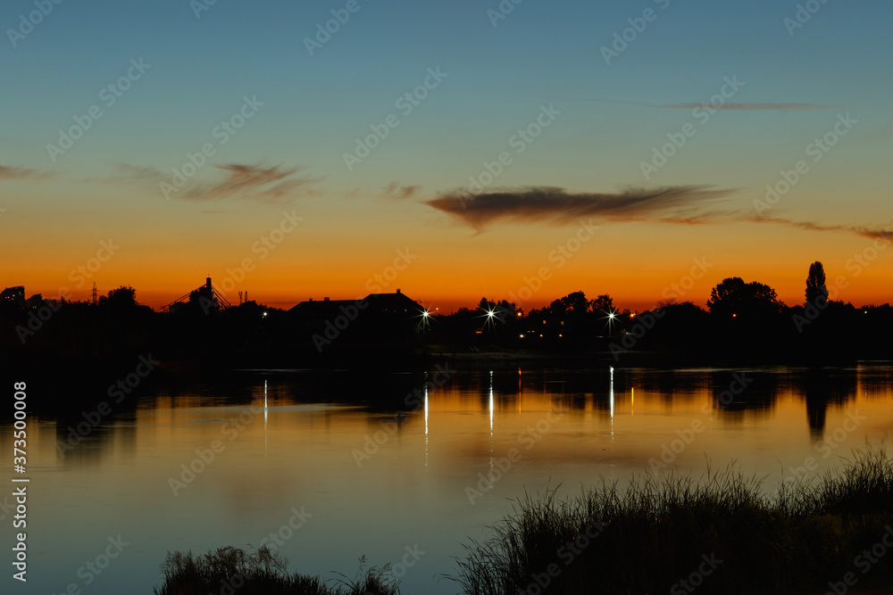 
Ukraine, evening, beautiful sunset on the lake