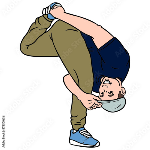 vector comic drawing of a break dancer.