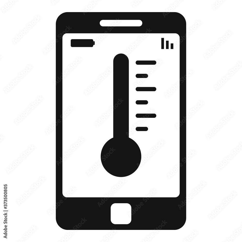 Smartphone temperature control icon. Simple illustration of smartphone temperature control vector icon for web design isolated on white background Smartphone temperature control icon. Simple illustration of smartphone temperature control vector icon for web design isolated on white background