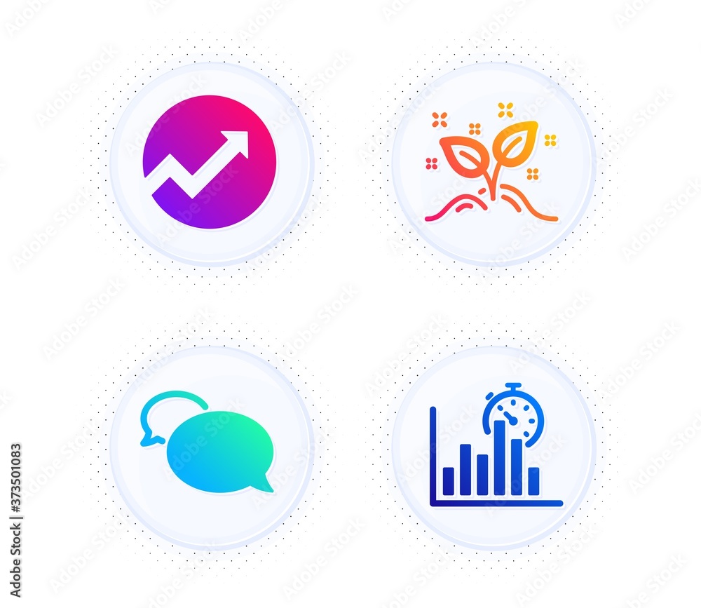Startup concept, Audit and Messenger icons simple set. Button with halftone dots. Report timer sign. Launch project, Arrow graph, Speech bubble. Growth chart. Education set. Vector Startup concept, Audit and Messenger icons simple set. Button with halftone dots. Report timer sign. Launch project, Arrow graph, Speech bubble. Growth chart. Education set. Vector